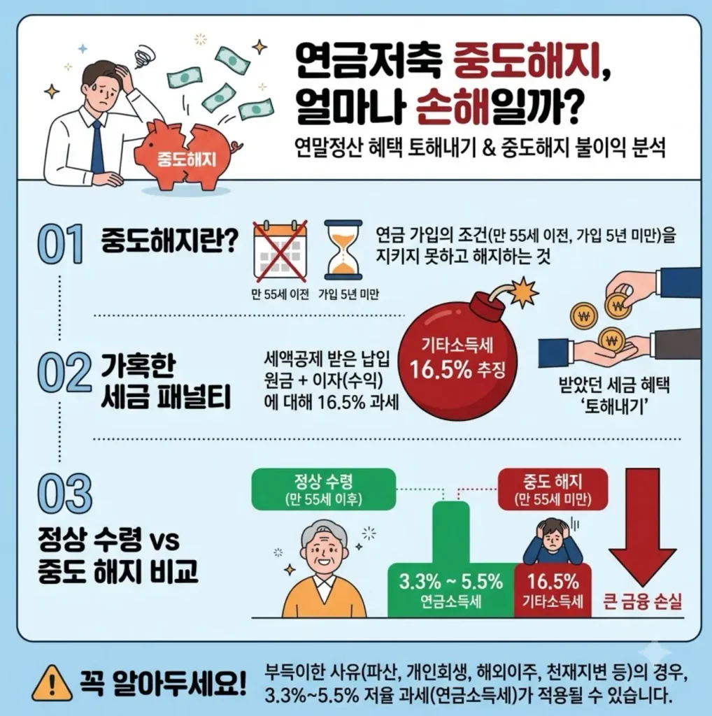 연금저축 중도 해지하면 연말정산