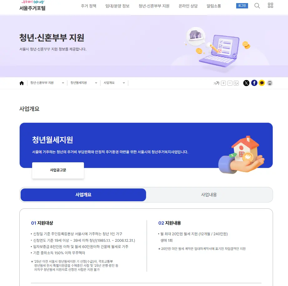 청년 월세 지원 사업