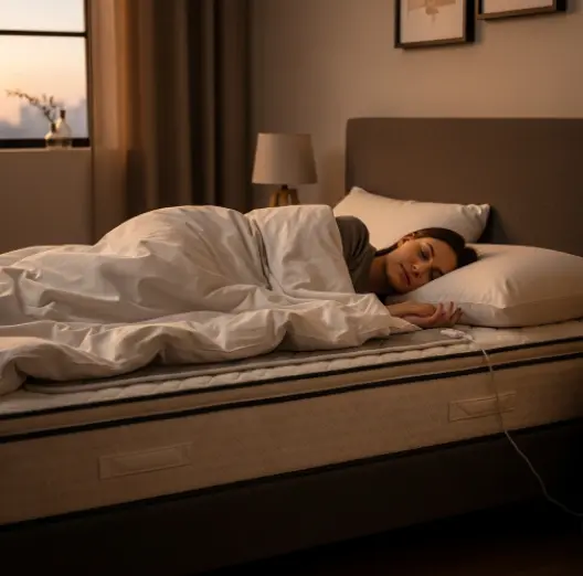 전기장판 라텍스 침대 위에 깔고 자는 모습-1