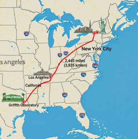 la에서 뉴욕까지 거리