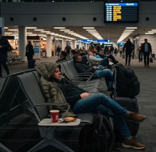 항공기-지연-공항-노숙