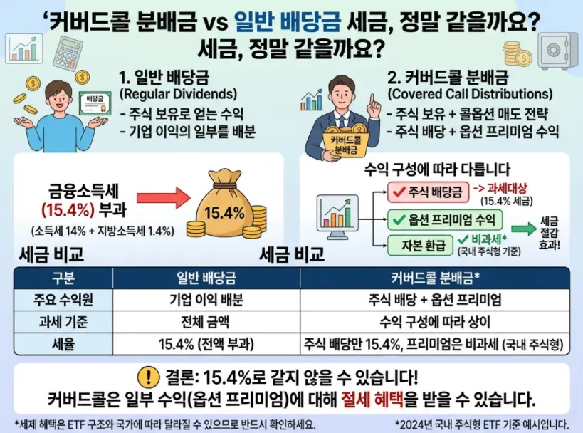 커버드콜 주식의 분배금은 배당금과 똑같은 세금