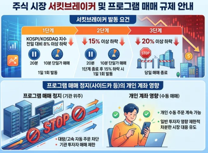주식 시장 사이드카 발동 조건과 프로그램 매매 정지가 개인 계좌에 미치는 영향