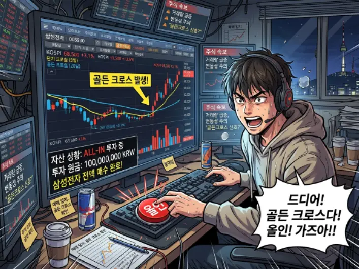 이동평균선 골든크로스 떴을 때 풀매수 때리면 벌어지는 일