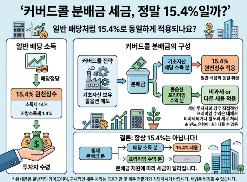커버드콜 주식의 분배금은 배당금과 똑같은 세금-1