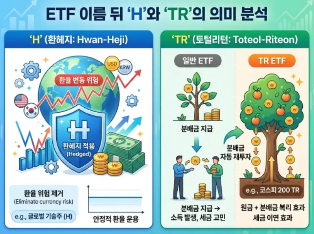 ETF 이름 뒤에 붙은 H나 TR은
