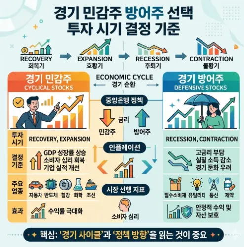 경기 민감주 방어주 선택 투자 시기 결정 기준
