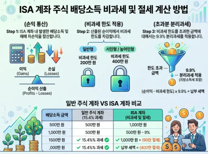 주식 배당소득세 15.4% 떼기 전 ISA 계좌 비과세 절세 금액 계산법