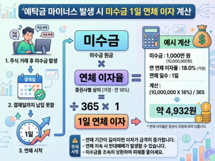 주식 예수금 마이너스 상태 미수금