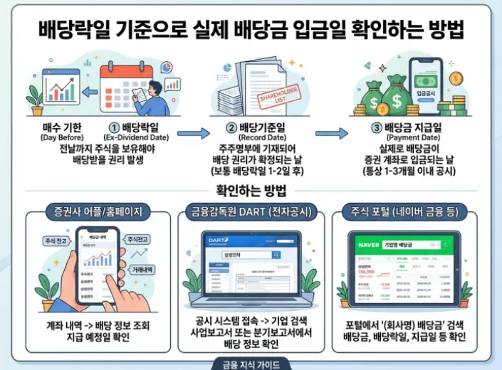 주식 배당락일 기준 배당금 실제 입금일 확인