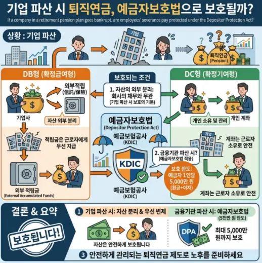 퇴직연금 가입 기업 파산 시 근로자 퇴직금 예금자보호법 보호