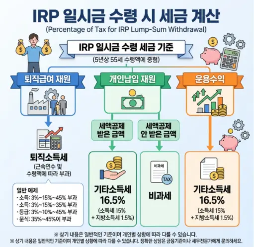 퇴직연금 IRP 해지 일시금 수령 시 세금 몇 퍼센트