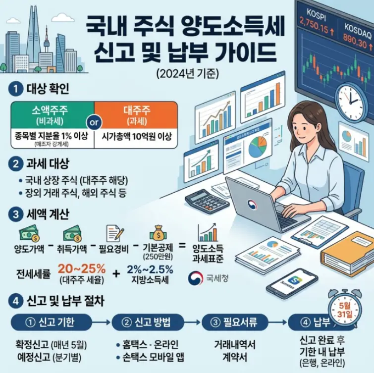 국내주식 양도소득세 예정 신고 납부 고지서