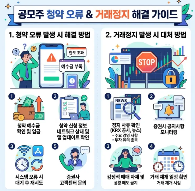 공모주 청약 신청 오류 및 거래 정지 발생 시 해결방법